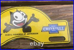 Vintage Chevrolet Sign Topper Gas Felix Auto Porcelain License Plate Topper