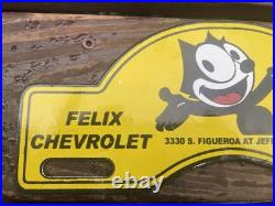 Vintage Chevrolet Sign Topper Gas Felix Auto Porcelain License Plate Topper