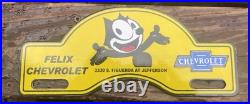 Vintage Chevrolet Sign Topper Gas Felix Auto Porcelain License Plate Topper