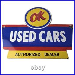 Vintage Chevrolet Sign Used Cars Automobile Motors Gas Pump Porcelain Sign