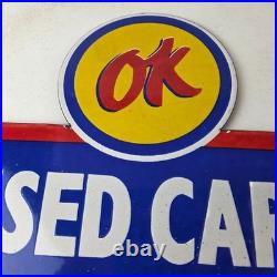 Vintage Chevrolet Sign Used Cars Automobile Motors Gas Pump Porcelain Sign