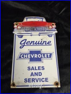 Vintage Chevrolet Sign Used Cars Automobile Motors Gas Pump Porcelain Sign