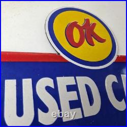 Vintage Chevrolet Sign Used Cars Automobile Motors Gas Pump Porcelain Sign