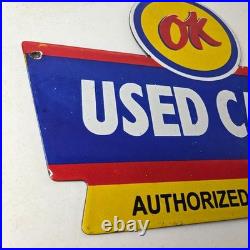 Vintage Chevrolet Sign Used Cars Automobile Motors Gas Pump Porcelain Sign