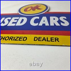 Vintage Chevrolet Sign Used Cars Automobile Motors Gas Pump Porcelain Sign