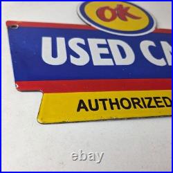 Vintage Chevrolet Sign Used Cars Automobile Motors Gas Pump Porcelain Sign