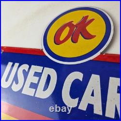 Vintage Chevrolet Sign Used Cars Automobile Motors Gas Pump Porcelain Sign