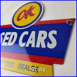 Vintage Chevrolet Sign Used Cars Automobile Motors Gas Pump Porcelain Sign