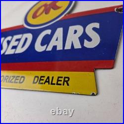 Vintage Chevrolet Sign Used Cars Automobile Motors Gas Pump Porcelain Sign