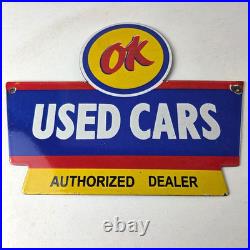 Vintage Chevrolet Sign Used Cars Automobile Motors Gas Pump Porcelain Sign