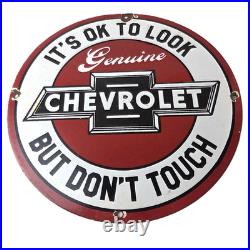 Vintage Chevrolet Sign Warning, Automobile Motors Gas Pump Porcelain Sign
