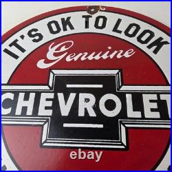 Vintage Chevrolet Sign Warning, Automobile Motors Gas Pump Porcelain Sign