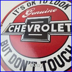 Vintage Chevrolet Sign Warning, Automobile Motors Gas Pump Porcelain Sign