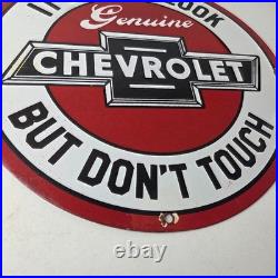 Vintage Chevrolet Sign Warning, Automobile Motors Gas Pump Porcelain Sign