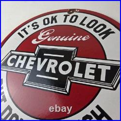 Vintage Chevrolet Sign Warning, Automobile Motors Gas Pump Porcelain Sign