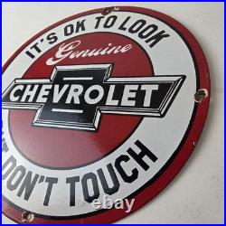 Vintage Chevrolet Sign Warning, Automobile Motors Gas Pump Porcelain Sign