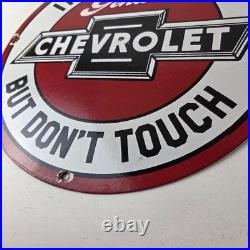 Vintage Chevrolet Sign Warning, Automobile Motors Gas Pump Porcelain Sign