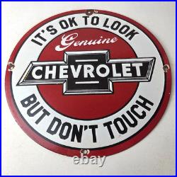 Vintage Chevrolet Sign Warning, Automobile Motors Gas Pump Porcelain Sign