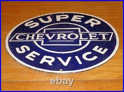 Vintage Chevrolet Super Service 12 Porcelain Ok Car Truck Gasoline Oil Sign