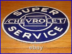 Vintage Chevrolet Super Service 12 Porcelain Ok Car Truck Gasoline Oil Sign