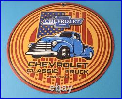 Vintage Chevrolet Trucks Sign Porcelain Bow-Tie Classic Pickup Gas Pump Sign