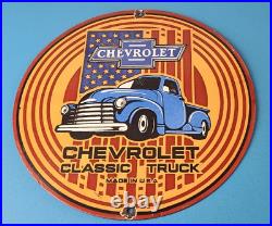 Vintage Chevrolet Trucks Sign Porcelain Bow-Tie Classic Pickup Gas Pump Sign