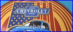 Vintage Chevrolet Trucks Sign Porcelain Bow-Tie Classic Pickup Gas Pump Sign