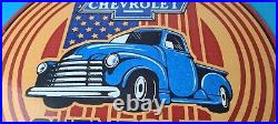 Vintage Chevrolet Trucks Sign Porcelain Bow-Tie Classic Pickup Gas Pump Sign