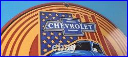 Vintage Chevrolet Trucks Sign Porcelain Bow-Tie Classic Pickup Gas Pump Sign