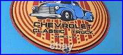 Vintage Chevrolet Trucks Sign Porcelain Bow-Tie Classic Pickup Gas Pump Sign