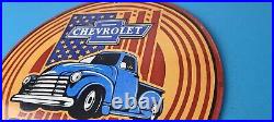 Vintage Chevrolet Trucks Sign Porcelain Bow-Tie Classic Pickup Gas Pump Sign