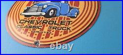 Vintage Chevrolet Trucks Sign Porcelain Bow-Tie Classic Pickup Gas Pump Sign