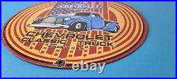 Vintage Chevrolet Trucks Sign Porcelain Bow-Tie Classic Pickup Gas Pump Sign