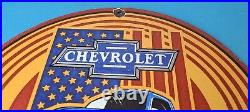 Vintage Chevrolet Trucks Sign Porcelain Bow-Tie Classic Pickup Gas Pump Sign