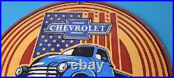 Vintage Chevrolet Trucks Sign Porcelain Bow-Tie Classic Pickup Gas Pump Sign