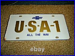 Vintage Chevrolet U-s-a-1 All The Way License Plate Original Steel Small Slots