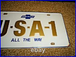Vintage Chevrolet U-s-a-1 All The Way License Plate Original Steel Small Slots