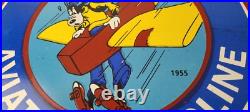 Vintage Chevron Gasoline Sign Aviation Gas, Goofy Auto Gas Porcelain Sign