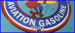 Vintage Chevron Gasoline Sign Aviation Gas, Goofy Auto Gas Porcelain Sign