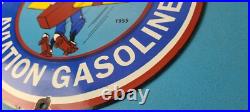 Vintage Chevron Gasoline Sign Aviation Gas, Goofy Auto Gas Porcelain Sign