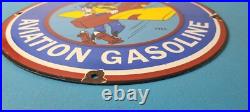 Vintage Chevron Gasoline Sign Aviation Gas, Goofy Auto Gas Porcelain Sign
