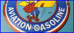 Vintage Chevron Gasoline Sign Aviation Gas, Goofy Auto Gas Porcelain Sign