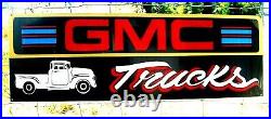 Vintage Chevy Chevrolet GMC General Motors Gas Oil Hand Painted Truck Sign Black