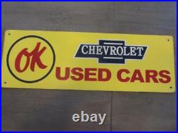 Vintage Chevy OK Used Cars Dealer Sign Chevrolet Antique Original Auto 10438