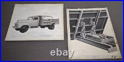 Vintage Chevy Or GMC Utility Truck Illustrations Set Of Two