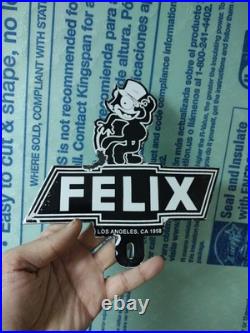 Vintage Chevy Porcelain Sign Old Felix Chevrolet Los Angeles Car Auto Dealership