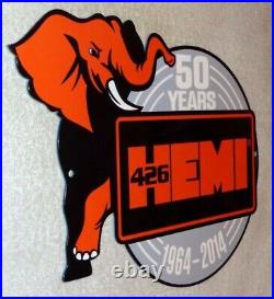 Vintage Chrysler Hemi 426 Nascar Engine + Elephant 12 Metal Gasoline & Oil Sign