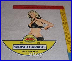 Vintage Chrysler Mopar Full Service Garage Woman 12 Metal Car Gasoline Oil Sign