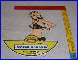 Vintage Chrysler Mopar Full Service Garage Woman 12 Metal Car Gasoline Oil Sign