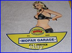 Vintage Chrysler Mopar Full Service Garage Woman 12 Metal Car Gasoline Oil Sign